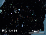 Thin Section Photo of Sample MIL 13136 in Cross-Polarized Light with 2.5X Magnification