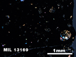 Thin Section Photo of Sample MIL 13169 in Cross-Polarized Light with 2.5X Magnification