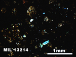 Thin Section Photo of Sample MIL 13214 in Cross-Polarized Light with 2.5X Magnification