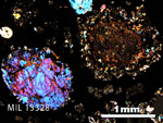 Thin Section Photo of Sample MIL 13328 in Cross-Polarized Light with 2.5X Magnification