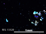 Thin Section Photo of Sample MIL 13329 in Cross-Polarized Light with 5X Magnification