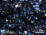 Thin Section Photo of Sample MIL 15043 in Cross-Polarized Light with 2.5X Magnification