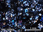 Thin Section Photo of Sample MIL 15043 in Cross-Polarized Light with 5X Magnification
