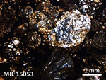Thin Section Photo of Sample MIL 15053 in Plane-Polarized Light with 2.5X Magnification