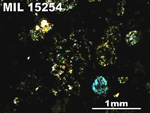 Thin Section Photo of Sample MIL 15254 in Cross-Polarized Light with 2.5X Magnification