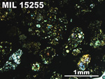Thin Section Photo of Sample MIL 15255 in Cross-Polarized Light with 2.5X Magnification