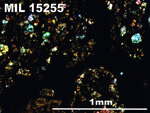 Thin Section Photo of Sample MIL 15255 in Cross-Polarized Light with 5X Magnification