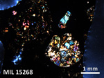 Thin Section Photo of Sample MIL 15268 in Cross-Polarized Light with 2.5X Magnification