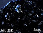 Thin Section Photo of Sample MIL 15322 in Cross-Polarized Light with 2.5X Magnification