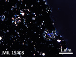 Thin Section Photo of Sample MIL 15408 in Cross-Polarized Light with 2.5X Magnification