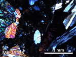 Thin Section Photo of Sample MIL 15428 in Cross-Polarized Light with 5X Magnification