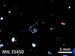 Thin Section Photo of Sample MIL 15450 in Cross-Polarized Light with 2.5X Magnification