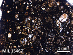 Thin Section Photo of Sample MIL 15467 in Plane-Polarized Light with 2.5X Magnification