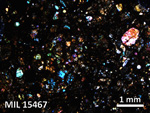 Thin Section Photo of Sample MIL 15467 in Cross-Polarized Light with 2.5X Magnification