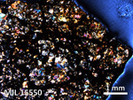 Thin Section Photo of Sample MIL 15550 in Cross-Polarized Light with 2.5X Magnification