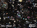 Thin Section Photo of Sample MIL 15552 in Cross-Polarized Light with 2.5X Magnification