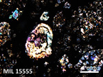 Thin Section Photo of Sample MIL 15555 in Cross-Polarized Light with 2.5X Magnification