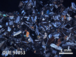 Thin Section Photo of Sample QUE 97053 in Cross-Polarized Light with 1.25X Magnification