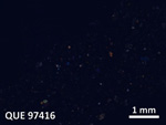 Thin Section Photo of Sample QUE 97416 in Cross-Polarized Light with  Magnification