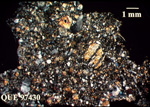 Thin Section Photo of Sample QUE 97430 in Cross-Polarized Light with 1.25X Magnification