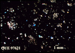 Thin Section Photo of Sample QUE 97621 in Cross-Polarized Light with 1.25X Magnification