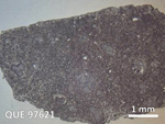 Thin Section Photo of Sample QUE 97621 in Reflected Light with  Magnification