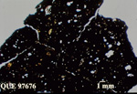 Thin Section Photo of Sample QUE 97676 in Plane-Polarized Light with 1.25X Magnification