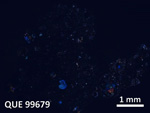 Thin Section Photo of Sample QUE 99679 in Cross-Polarized Light with  Magnification