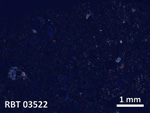 Thin Section Photo of Sample RBT 03522 in Cross-Polarized Light with 5X Magnification