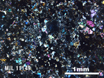 Thin Section Photo of Sample MIL 11149 in Cross-Polarized Light with 2.5X Magnification