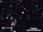 Thin Section Photo of Sample MIL 11187 in Cross-Polarized Light with 2.5X Magnification