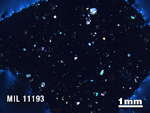 Thin Section Photo of Sample MIL 11193 in Cross-Polarized Light with 1.25X Magnification