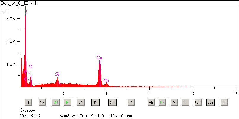 EDS spectra of sample L2076-D-42 at test location 1.