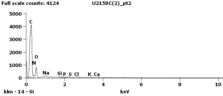 EDS Spectra for sample U2158-C-2 taken at test area 2.