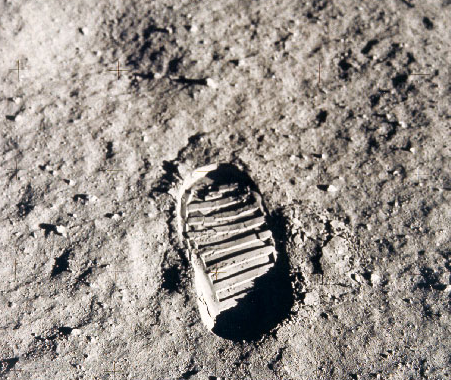 Footprint in lunar soil