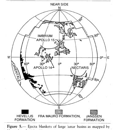 Ejecta blankets of large lunar basins as mapped by Howard et al. 1974.