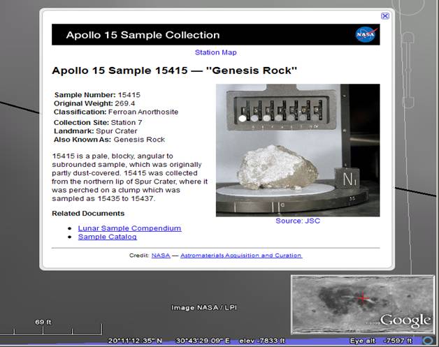 Apollo Sample View in Google Moon