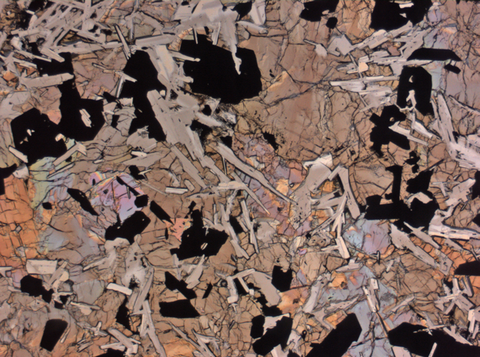 Thin Section Photograph of Apollo 11 Sample 10003,153 in Plane-Polarized Light at 2.5x Magnification and 2.85 mm Field of View (View #1)