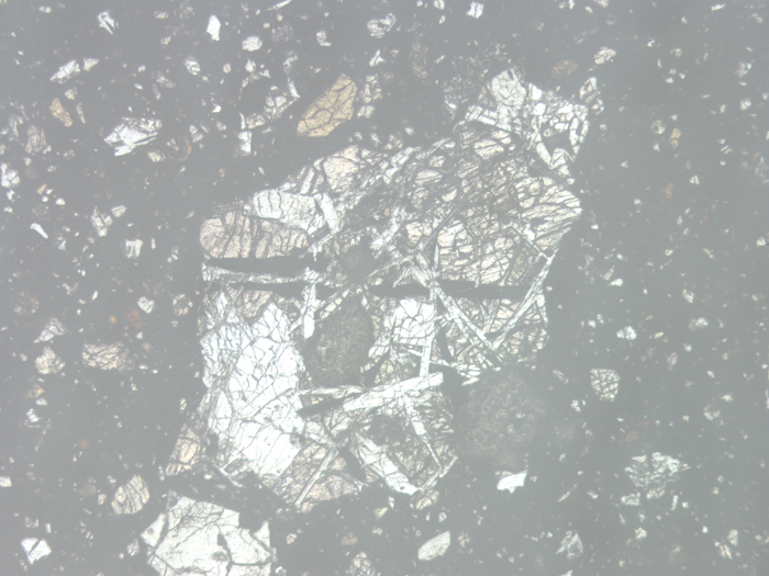 Thin Section Photograph of Apollo 11 Sample 10019,14 in Reflected Light at 5x Magnification and 2.3 mm Field of View (View #1)