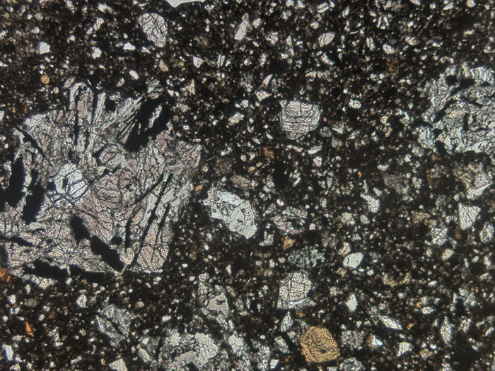 Thin Section Photograph of Apollo 11 Sample 10019,14 in Plane-Polarized Light at 5x Magnification and 2.3 mm Field of View (View #2)