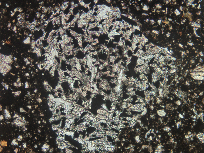 Thin Section Photograph of Apollo 11 Sample 10021,29 in Plane-Polarized Light at 10x Magnification and 1.15 mm Field of View (View #2)