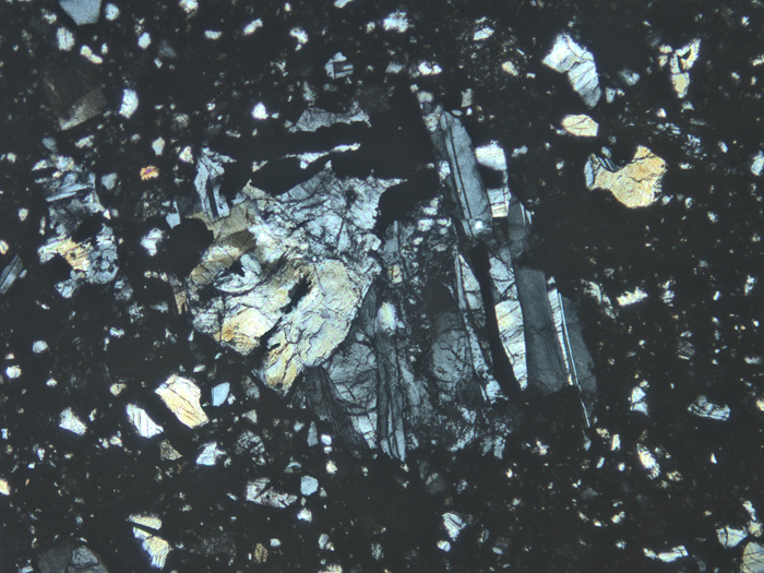 Thin Section Photograph of Apollo 11 Sample 10021,29 in Cross-Polarized Light at 10x Magnification and 1.15 mm Field of View (View #5)