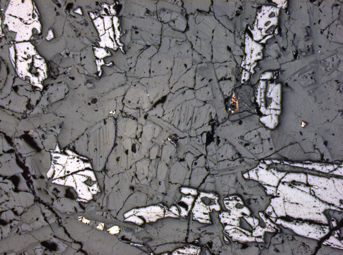 Thin Section Photograph of Apollo 11 Sample 10044,12 in Reflected Light at 2.5x Magnification and 2.85 mm Field of View (View #2)