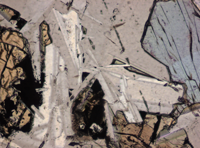 Thin Section Photograph of Apollo 11 Sample 10044,12 in Plane-Polarized Light at 10x Magnification and 0.7 mm Field of View (View #5)