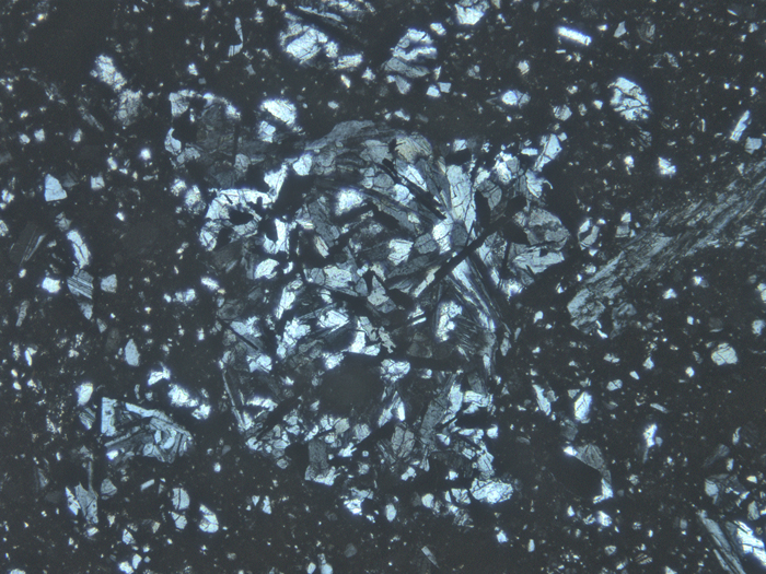 Thin Section Photograph of Apollo 11 Sample 10046,5 in Cross-Polarized Light at 10x Magnification and 1.15 mm Field of View (View #3)