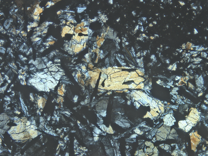 Thin Section Photograph of Apollo 11 Sample 10046,5 in Cross-Polarized Light at 10x Magnification and 1.15 mm Field of View (View #5)