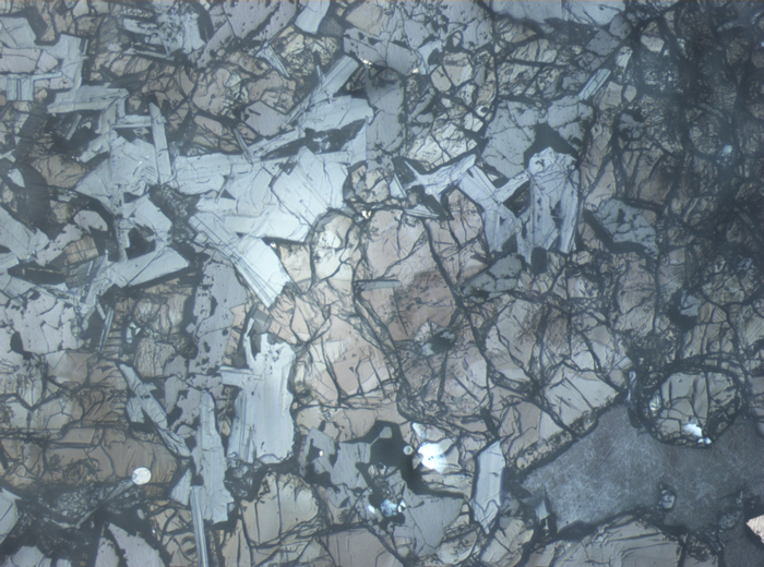 Thin Section Photograph of Apollo 11 Sample 10050,153 in Reflected Light at 2.5x Magnification and 2.85 mm Field of View (View #1)
