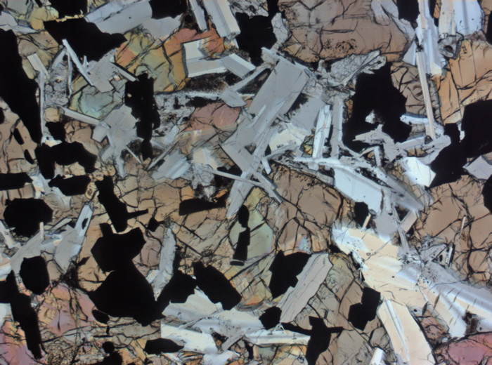 Thin Section Photograph of Apollo 11 Sample 10050,153 in Plane-Polarized Light at 2.5x Magnification and 2.85 mm Field of View (View #3)