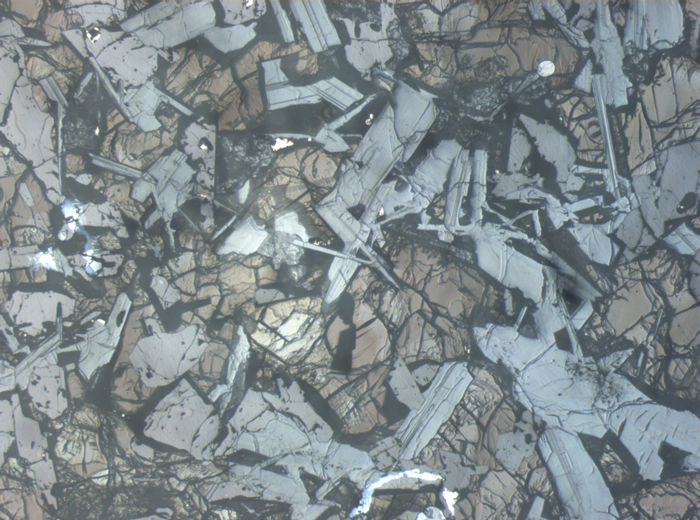 Thin Section Photograph of Apollo 11 Sample 10050,153 in Reflected Light at 2.5x Magnification and 2.85 mm Field of View (View #3)