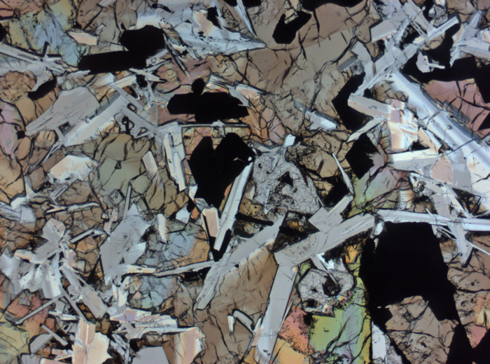 Thin Section Photograph of Apollo 11 Sample 10050,153 in Plane-Polarized Light at 2.5x Magnification and 2.85 mm Field of View (View #4)